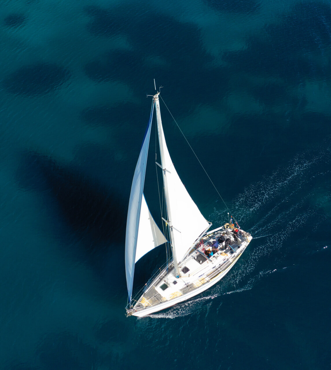 Sailboat closeup view in sea