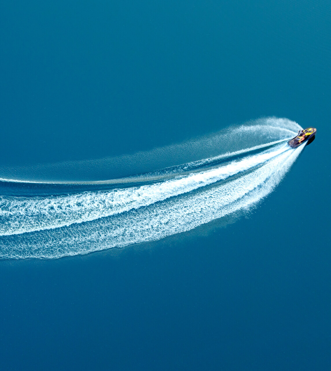 Top View of Speedboat Wake Pattern