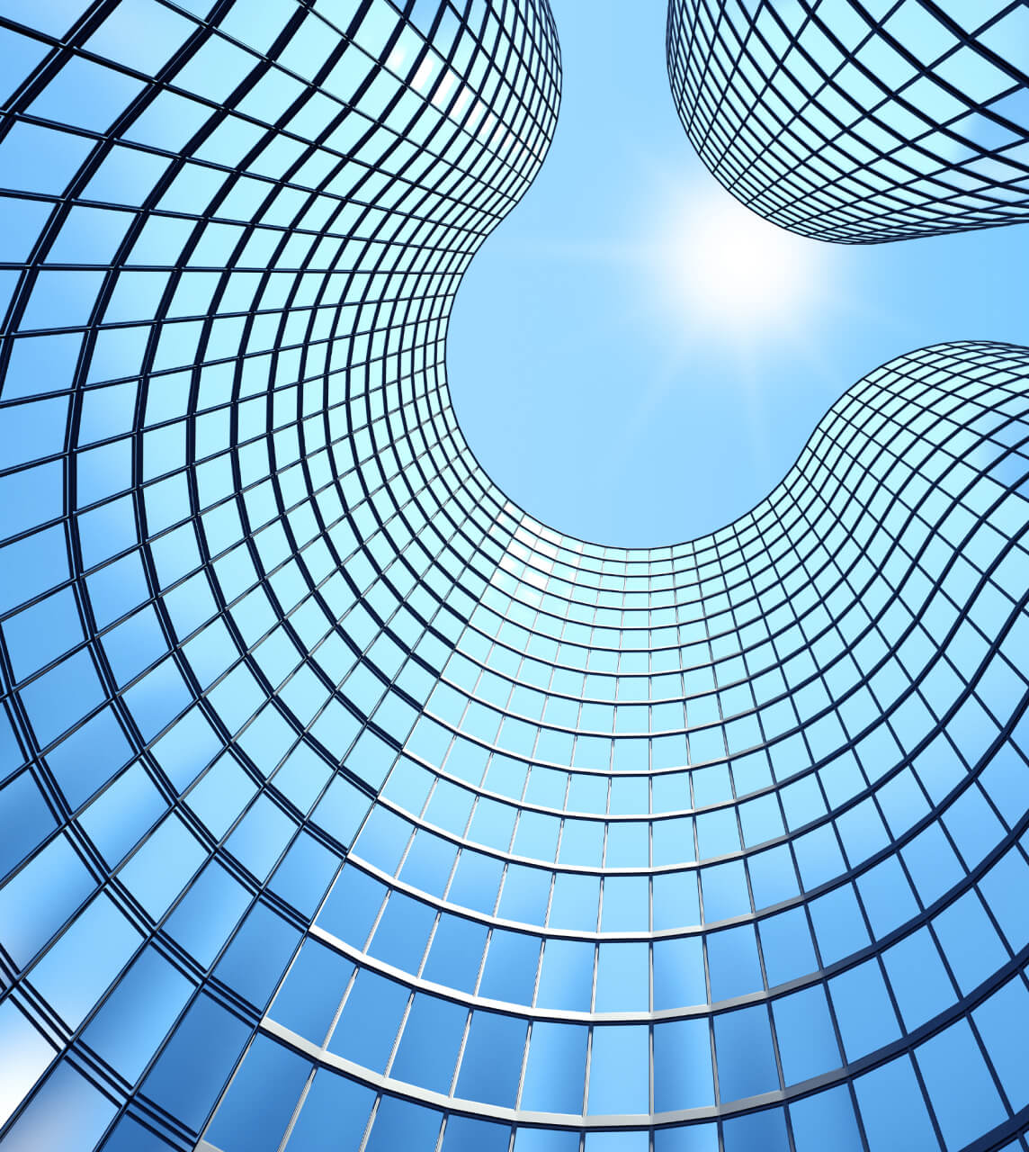 Wavy grid pattern with clear sky
